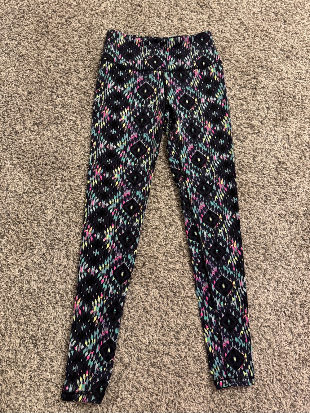 Victoria's Secret Black Leggings with Multicolor Aztec Print